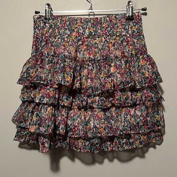 Arizona Jeans Co Girl's Multicolor Layered Floral Ruffle Skort Skirt - Picture 4 of 7